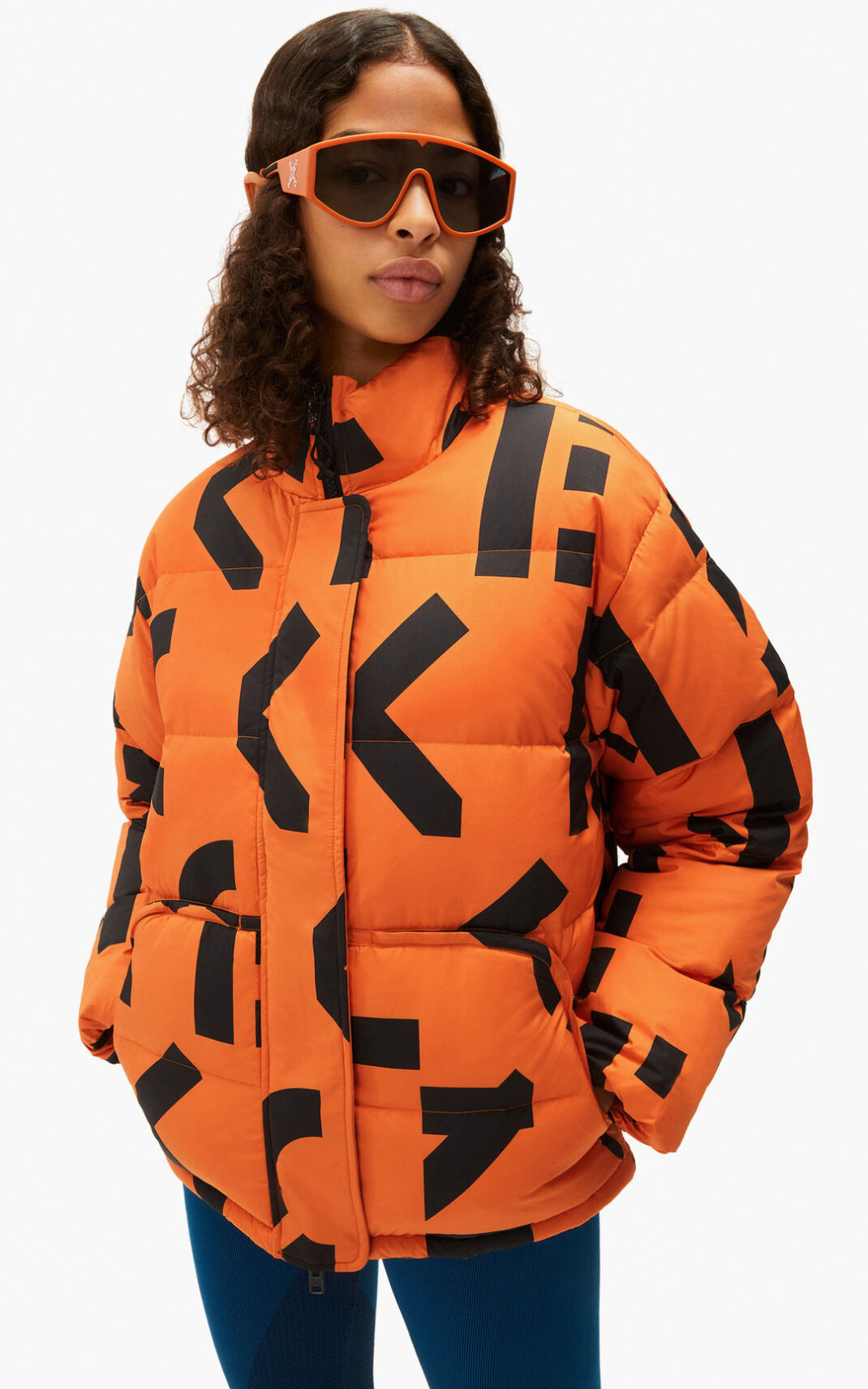 Kenzo Sport monogram ダウンジャケット レディース 深いオレンジ - AGRYMT840